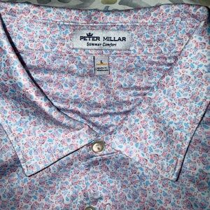 Peter Millar Men's Multicolor Patterned Short Sleeve Shirt - Size Large